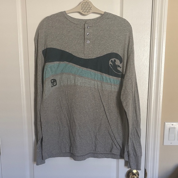 Disney Other - Disney Parks Gray and Blue Mickey Surf Wave Long Sleeve Henley